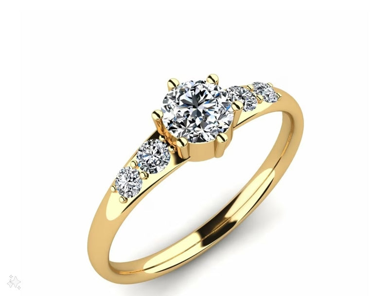 Sparkling Elegance: 14k Yellow Gold Ring with Ruby and Diamonds