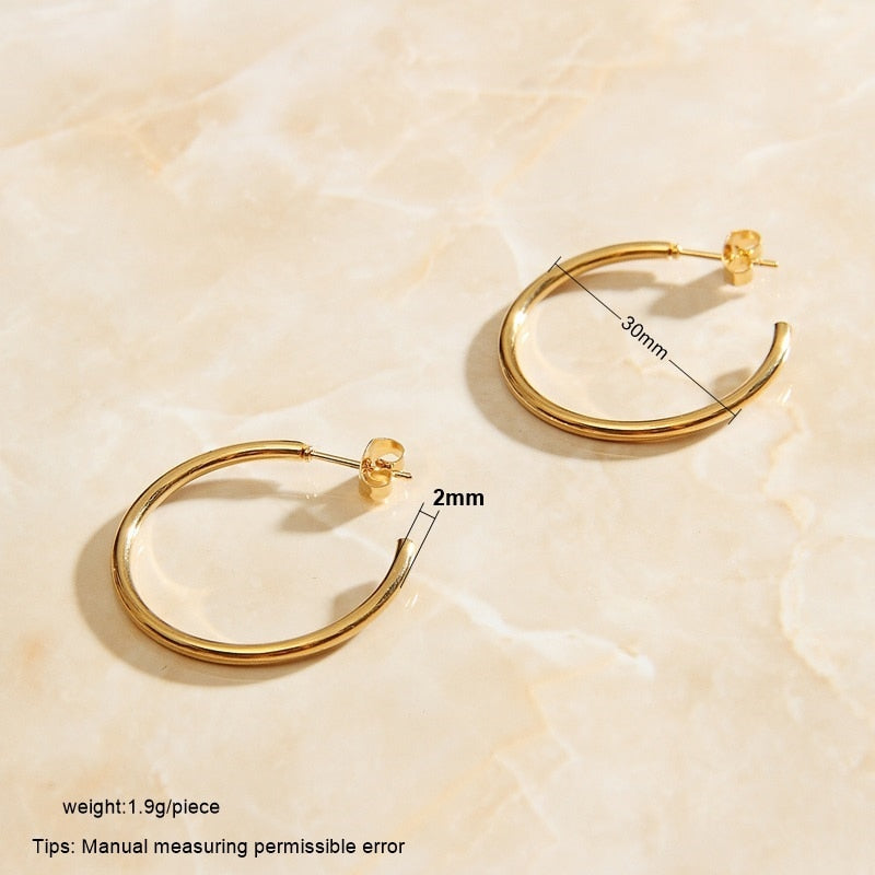 Gold color women hoop earrings Circular Geometric women