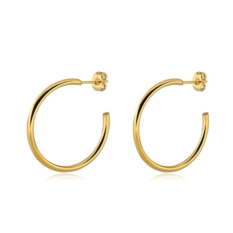 Gold color women hoop earrings Circular Geometric women