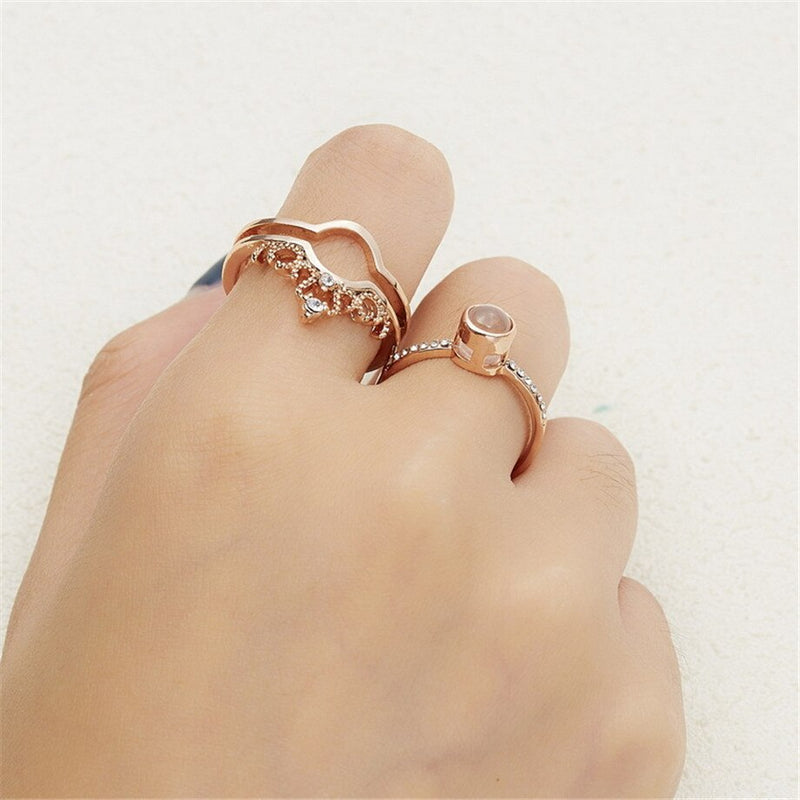 Engraved I LOVE YOU In 100 Languages Rings Rose Gold Color Fashion Romantic Memory Wedding Ring
