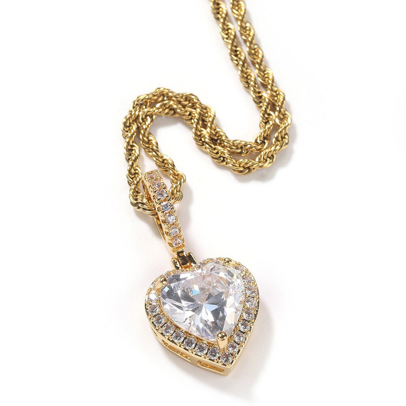 THE BLING KING New Peach Heart Pendant Necklace Color Psychedelic HipHop Full Iced Out Cubic Zirconia CZ Stone