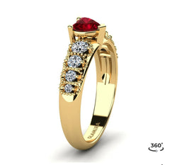 Sparkling Elegance: 14k Yellow Gold Ring with Ruby and Diamonds